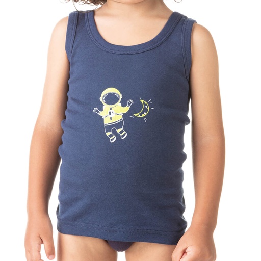 [05-010-19-025-K015-2A] Singlet garçon cosmonaute en coton pur (Bleu_Marine, 2A)