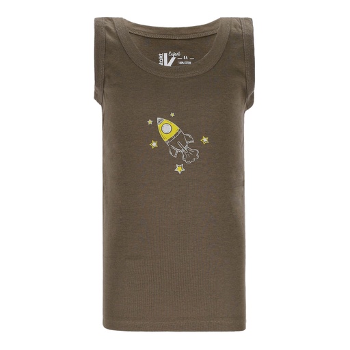 [05-010-19-024-K133-2A] Singlet garçon fusée en coton pur (Vert kaki, 2A)