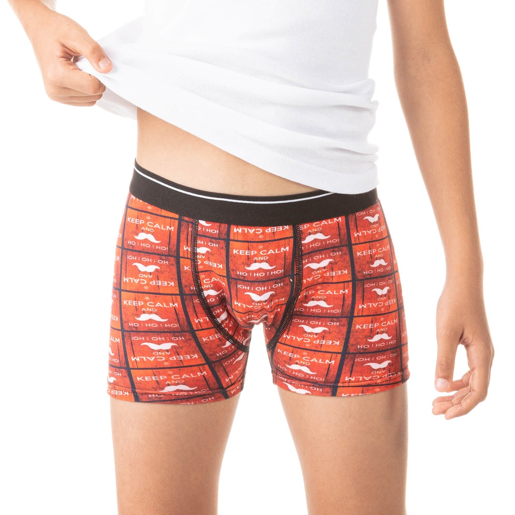 Boxer garçon imprimé KEEP CALM AND HOHOHO