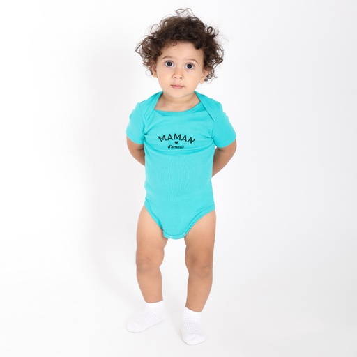 [05-010-03-029-K399-12M] Body bébé manches courtes MAMAN D’AMOUR (12M)