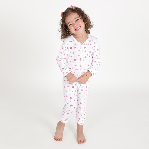 [05-010-63-002-K396-12M] Grenouillère bébé fille sans pied imprimée (Blanc Imp Fleur, 12M)