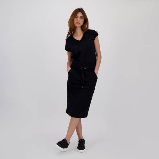 [05-010-21-001-K040-L] Jupe midi femme en molleton (Noir, L)