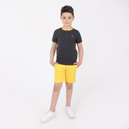 [01-010-18-003-K128-10A] Short chino garçon (Jaune   Moutarde, 10A)