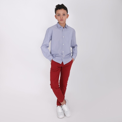 [01-010-01-080-K049-10A] Pantalon chino garçon slim fit (Rouge, 10A)