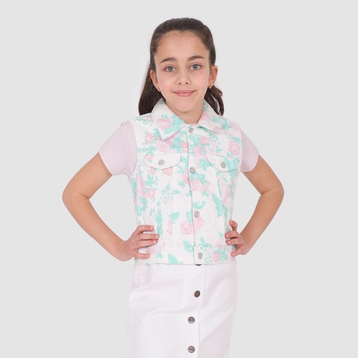 [01-010-47-008-K427-10A] Veste sans manches fille imprimé (10A)