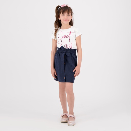 [05-010-02-378-K000-10A] T-shirt fille manches courtes SWEET GIRL (Blanc, 10A)