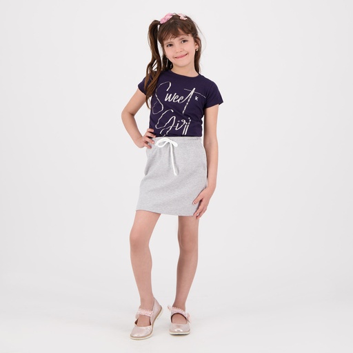 [05-010-02-378-K015-10A] T-shirt fille manches courtes SWEET GIRL (Bleu Marine, 10A)
