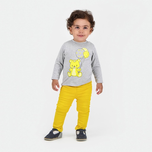 [05-010-02-383-K025-12M] T-shirt bébé manches longues OURS BALLONS (Gris Chiné, 12M)