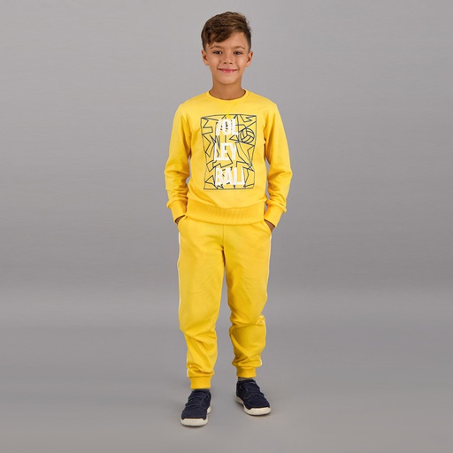 [05-010-35-010-K033-10A] Jogger garçon avec piping coté (Jaune, 10A)