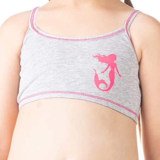 [05-010-61-002-K025-10A] Brassière fille sirène en coton stretch (Gris Chiné, 10A)