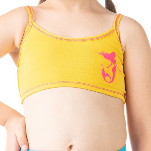 [05-010-61-002-K033-10A] Brassière fille sirène en coton stretch (Jaune, 10A)