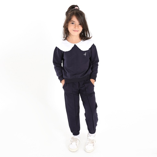 [05-010-35-012-K015-10A] Jogger fille avec couture devant apparente (Bleu Marine, 10A)