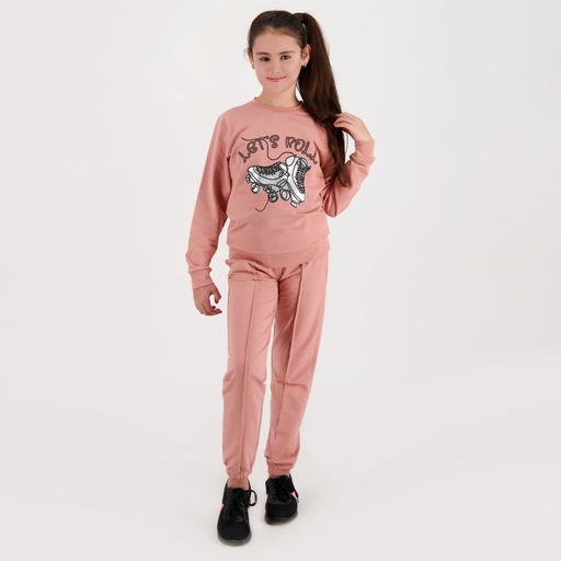 [05-010-35-012-K043-10A] Jogger fille avec couture devant apparente (Rose, 10A)