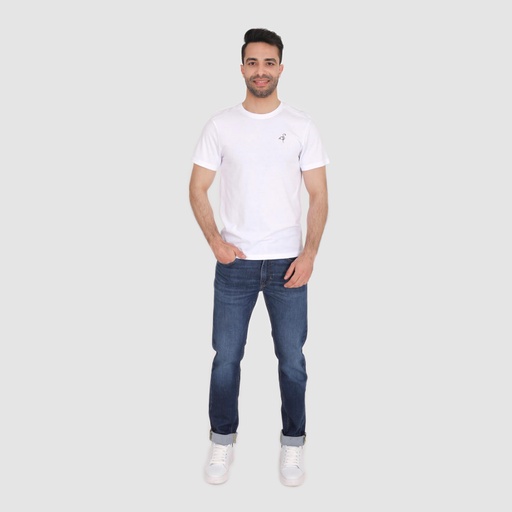 [05-010-02-428-K000-XXL] T-shirt homme manches courtes avec épaulette flamant rose (Blanc, XXL)