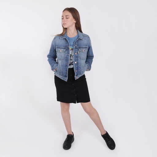 [01-010-21-006-K160-36] Jupe femme boutonnée au devant (Jeans   Noir, 36)