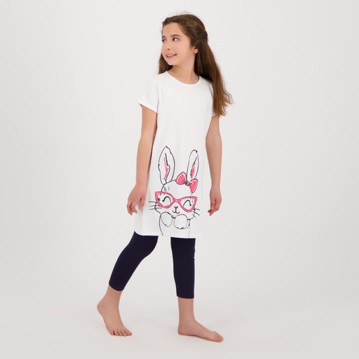 [05-010-93-003-K241-10A] Robe de pyjama fille et capri  LAPIN (10A)