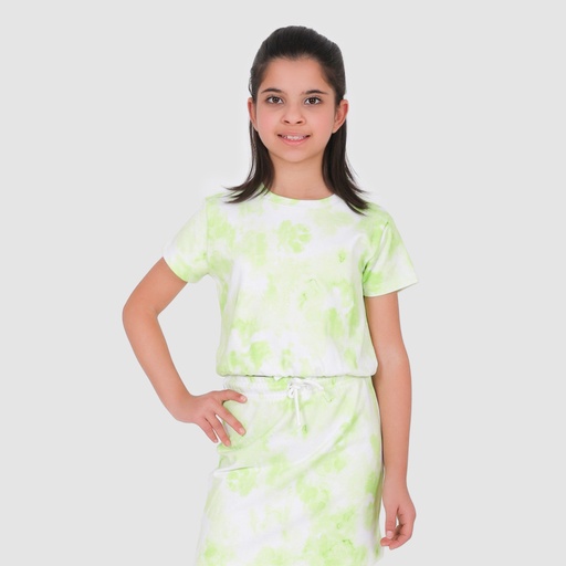 [05-010-02-464-K562-10A] T-shirt crop fille manches courtes bas élastique Tie Dye (10A)