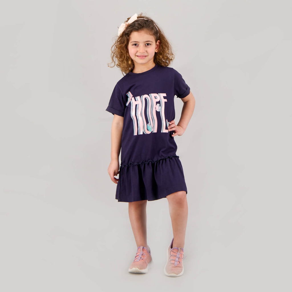 Robe fille manches courtes avec volant HOPE