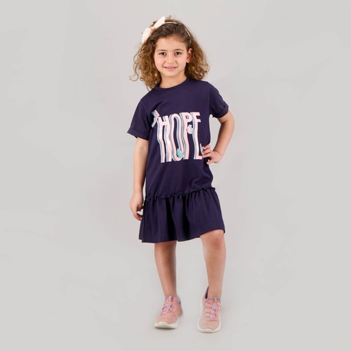 [05-010-17-047-K015-10A] Robe fille manches courtes avec volant HOPE (10A)