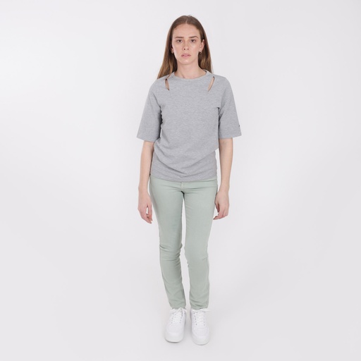 [01-010-01-085-K061-36] Pantalon slim femme taille haute (Bleu Turquoise, 36)