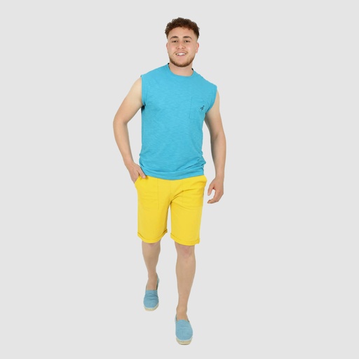 [05-010-18-040-K033-L] Short homme en molleton avec poche plaquées (Jaune, L)