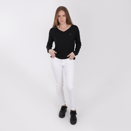 [01-010-01-085-K000-36] Pantalon slim femme taille haute (Blanc, 36)