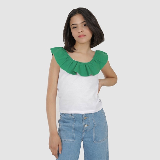 [05-010-12-104-K628-10A] Débardeur fille à volant (10A)