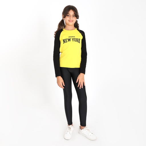 [05-010-37-008-K040-10A] Legging de sport fille avec logo (Noir, 10A)