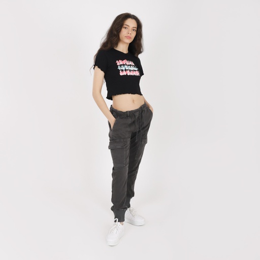 [01-010-65-003-K040-38] Jogger cargo femme (Noir, 38)