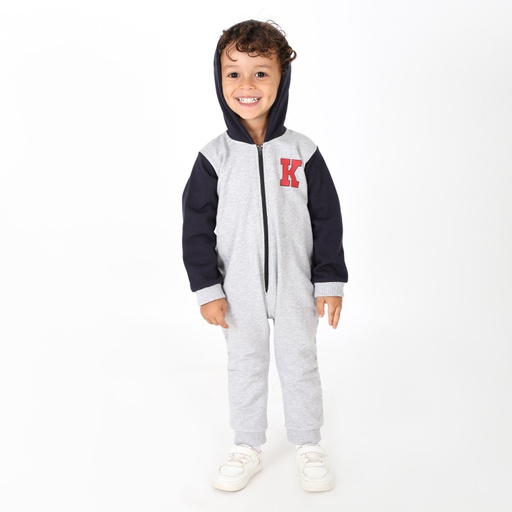 [05-010-77-001-K536-18M] Combinaison bébé avec manche et capuche contrastés K (18M)
