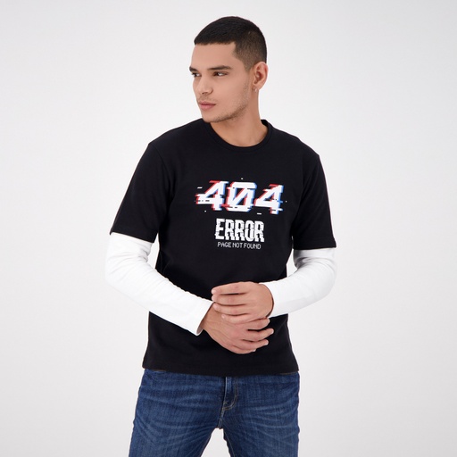 [05-010-02-133-K163-L] T-shirt homme double manches 404 ERROR (L)