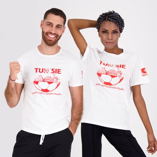 [05-010-02-134-K000-L] T-shirt unisexe manches courtes بالقرينتا مشرجين وللكوب ماشين (L)