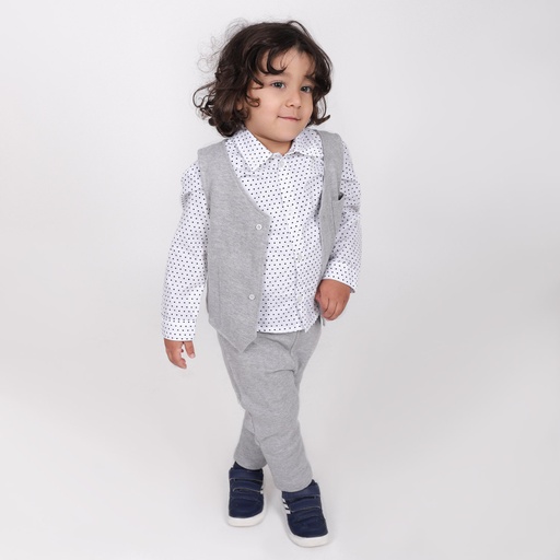 [05-010-64-001-K025-12M] Tregging bébé en piqué interlock (Gris Chiné, 12M)