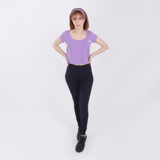 [05-010-02-170-K060-3XL] T-shirt crop de sport femme décolleté manches courtes (Violet, 3XL)