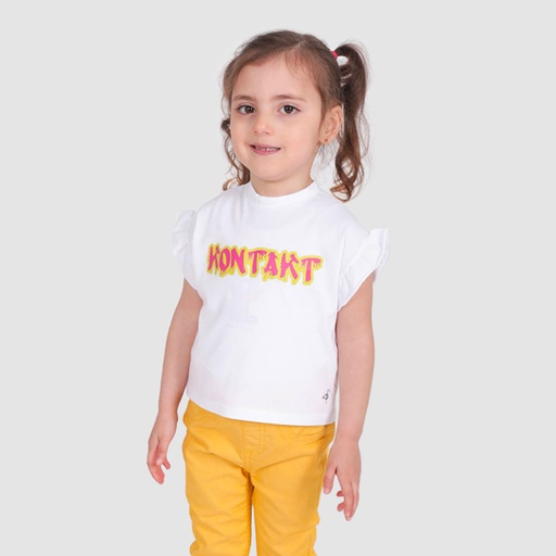 [05-010-02-188-K000-12M] T-shirt bébé manches courtes avec volant KONTAKT (12M)