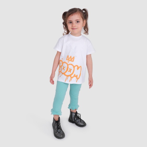 [05-010-37-018-K054-12M] Legging bébé avec volant (Vert, 12M)