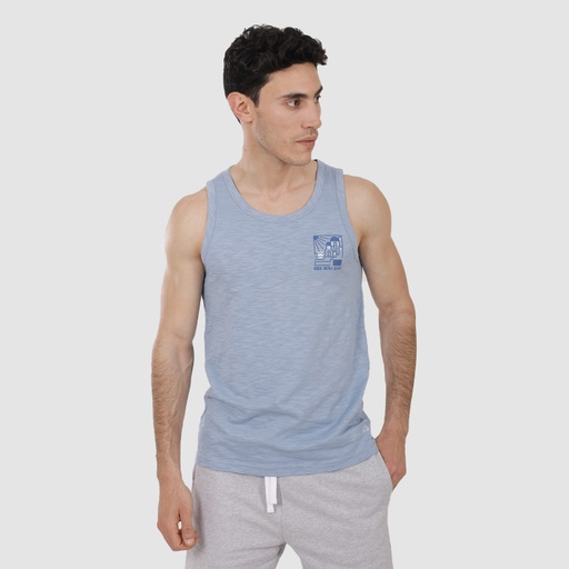 [05-010-12-124-K793-L] Débardeur flammé homme SIDI BOU SAID (Bleu Moyen, L)