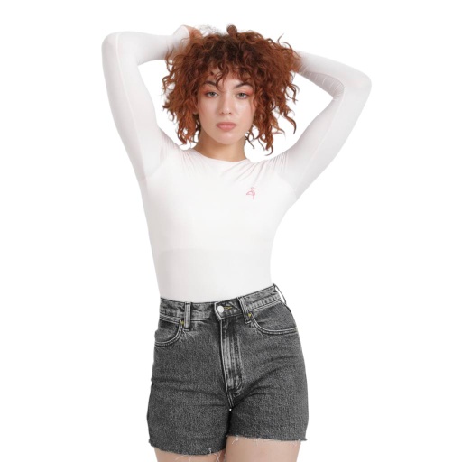 Body femme manches longues avec broderie