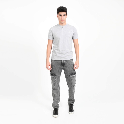 T-shirt homme manches courtes col tunisien en piqué