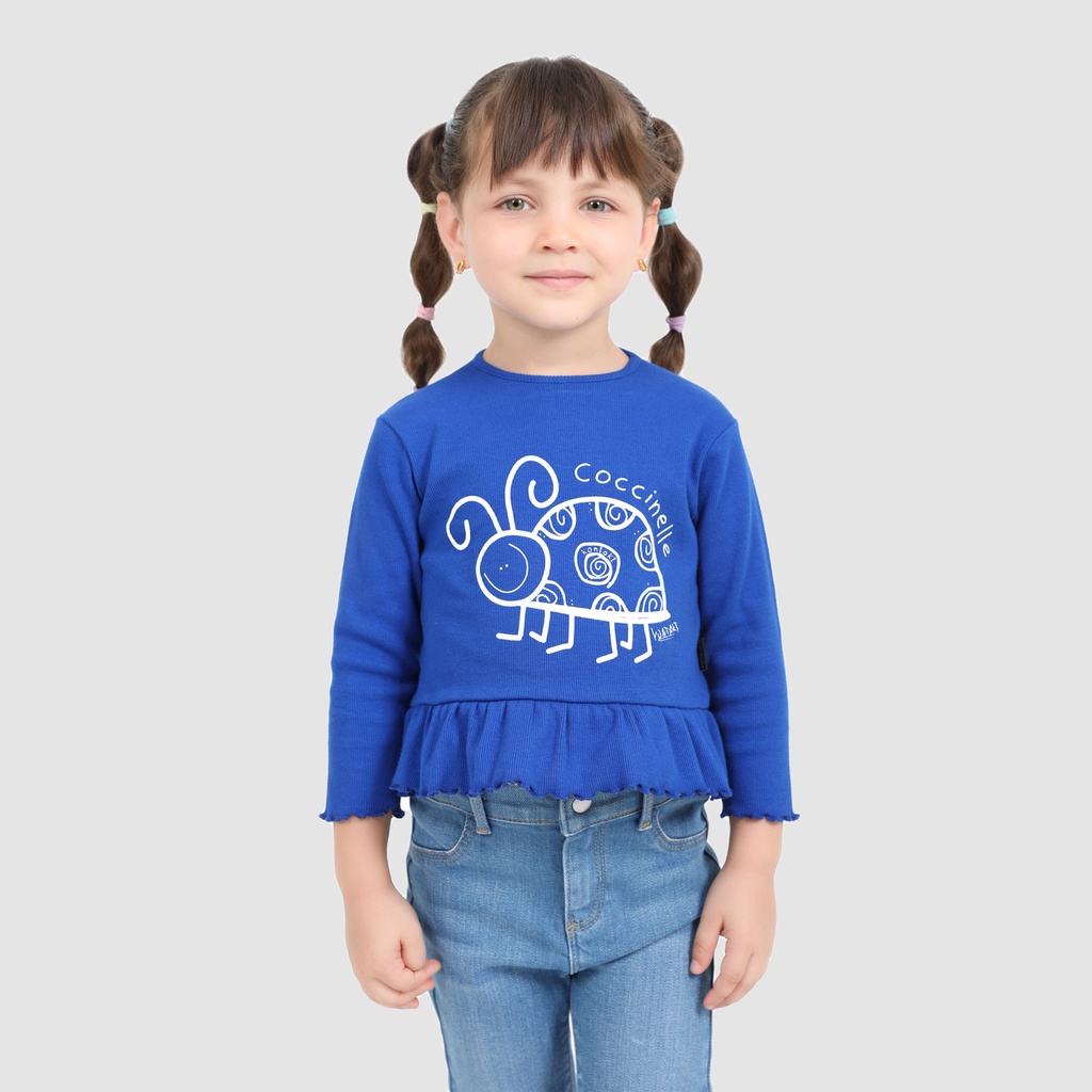 T-shirt côtelé bébé avec volant COCCINELLE