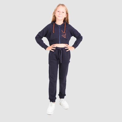 [05-010-65-042-K015-10/12A] Jogger fille en molleton (Bleu Marine, 10/12A)