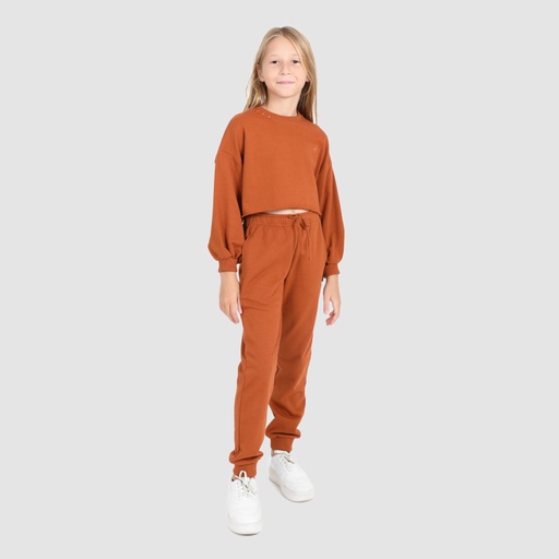 [05-010-36-111-K669-10/12A] Sweat crop fille avec détails broderie (Camel, 10/12A)