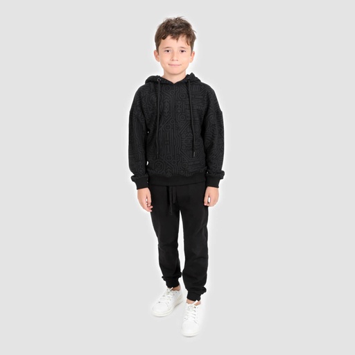 [05-010-35-011-K040-10/12A] Jogger garçon en molleton (Noir, 10/12A)