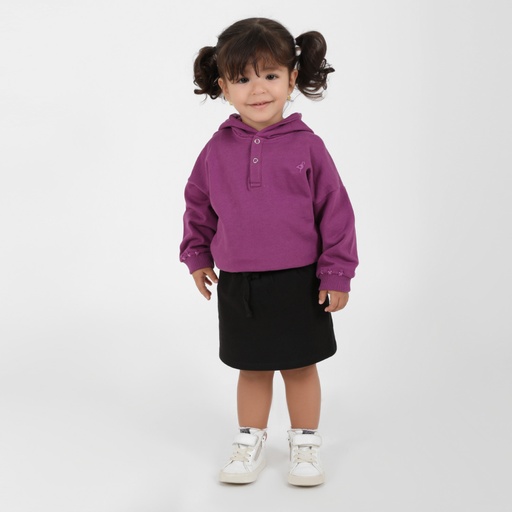 [05-010-21-010-K040-12/18M] Jupe bébé molleton avec cordon (Noir, 12-18M)