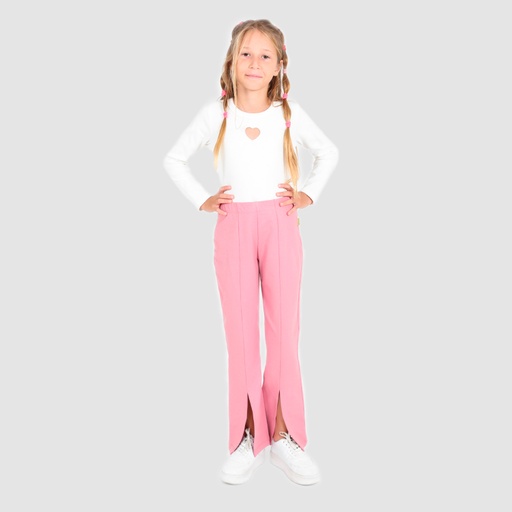 [05-010-65-014-K265-10/12A] Jogger flare fille avec fentes devant (Rose Foncé, 10/12A)