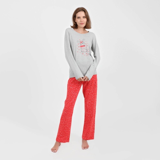 [05-010-16-257-K867-L] Pyjama femme manches longues CHAUSSETTE DE NOËL (L)