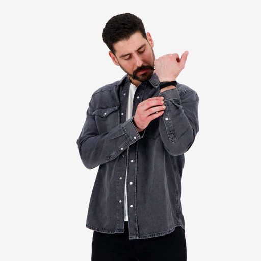 [01-010-09-062-K160-L] Chemise western homme en jeans  -SHEMS (L)