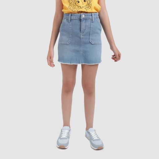 [01-010-21-014-K412-10-12ANS] Jupe workwear fille en jeans (10-12A)