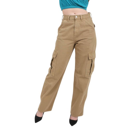 [01-010-01-461-K005-24] Pantalon cargo femme-KAMILA (Beige, 24)