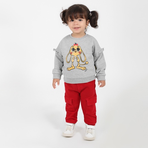 [01-010-01-439-K112-12-18MOIS] Jogger cargo bébé avec ceinture en cote (Rouge  Brique, 12-18M)